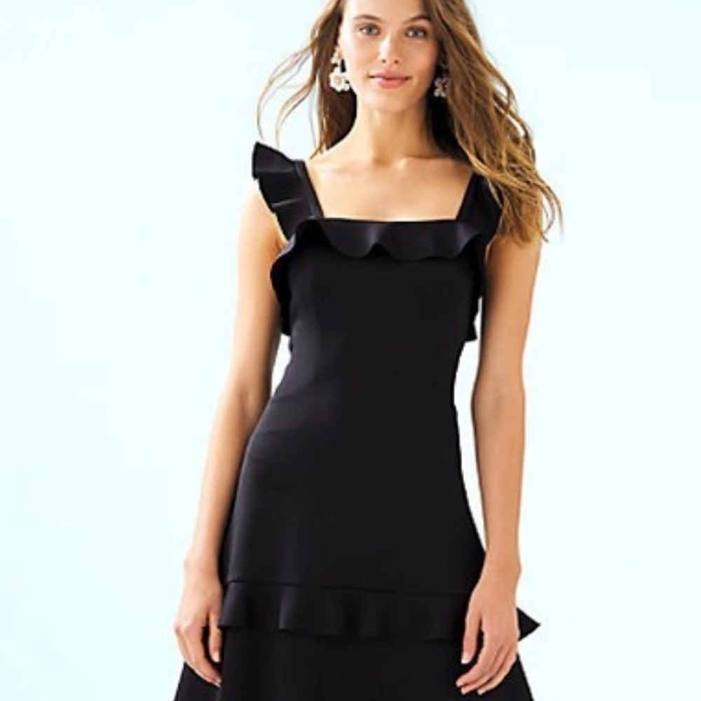 Lilly Pulitzer Black Ruffle Mini Dress
